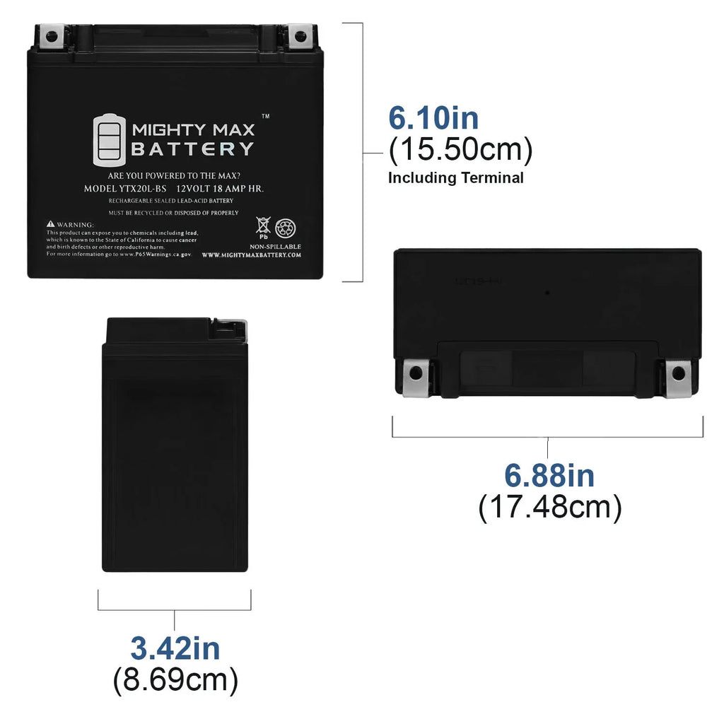YTX20L-BS Battery for Kawasaki Jet Ski JH750 ST Zxi + 12V 4Amp Charger