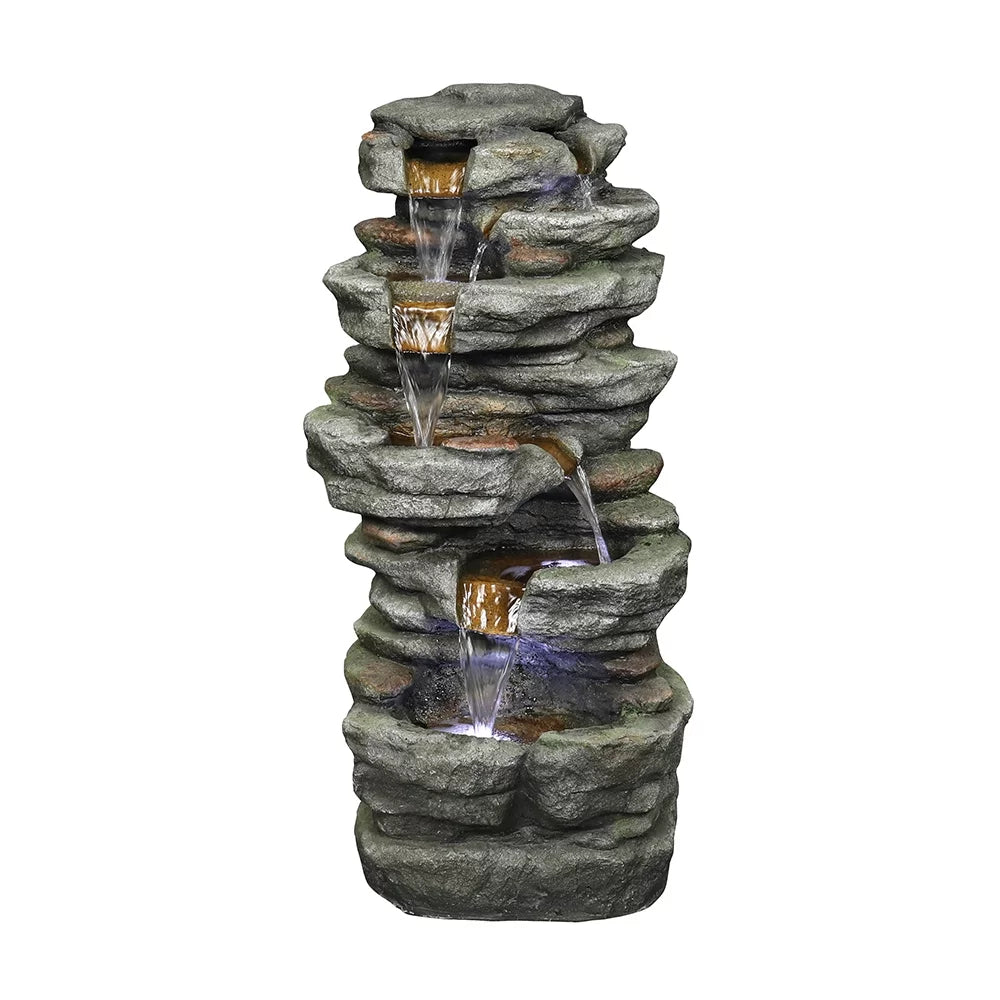 Kmowoo 32.6inches Rock Water Fountain with Led Lights