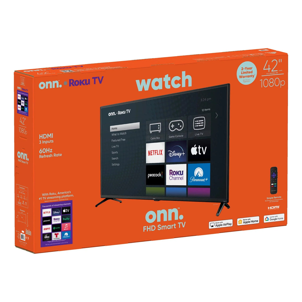 onn. 42” Class FHD (1080P) LED Roku Smart TV (100068372)