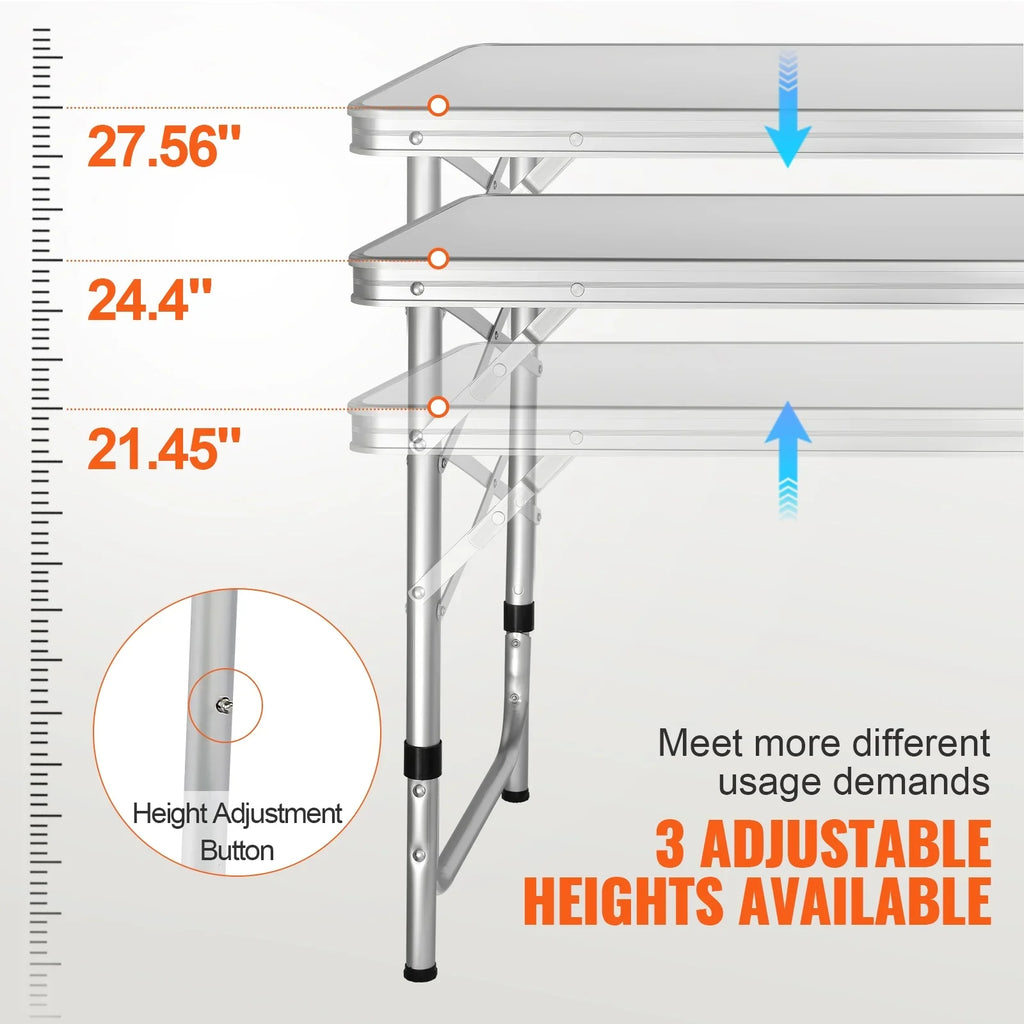 SKYSHALO Folding Portable Cook Station 3 Adjustable Heights Camping Kitchen Table