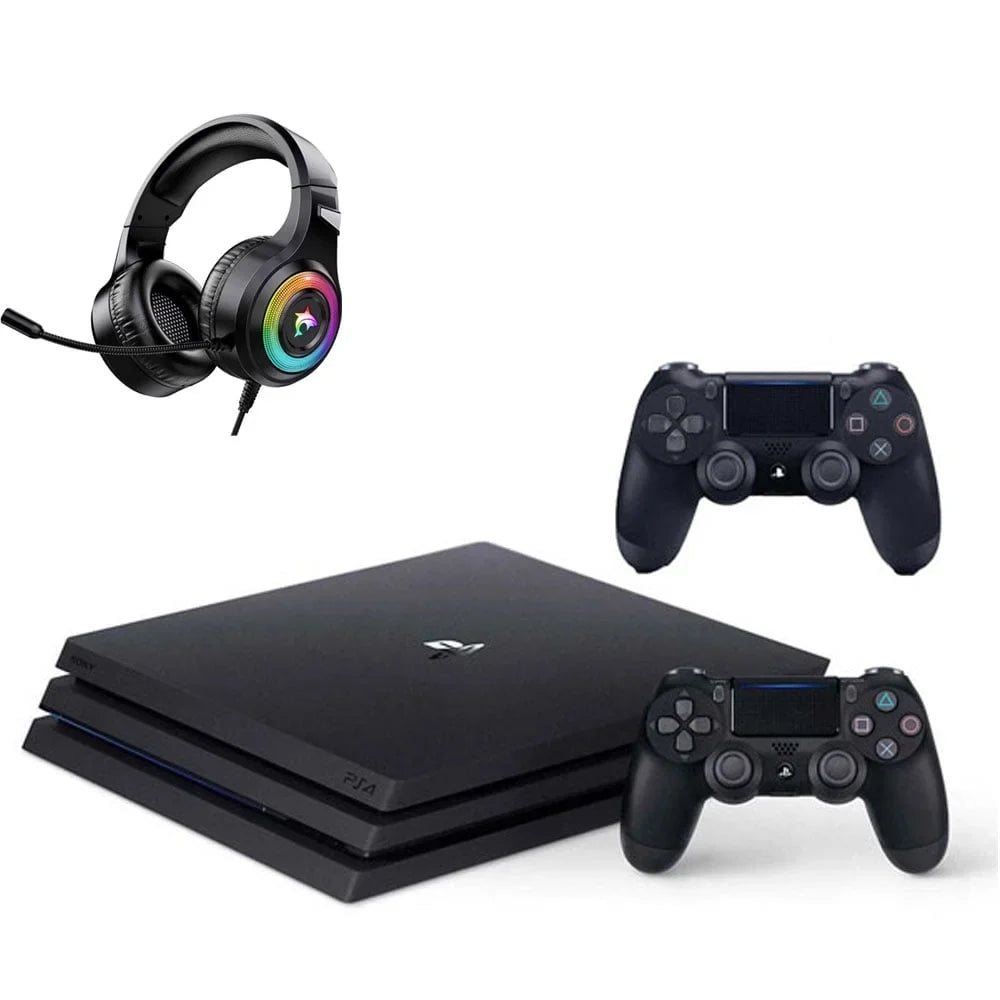 Pre-Owned PlayStation 4 Pro 1TB Gaming Console Jet with 2 Controller Included BOLT AXTION Bundle (Refurbished: Like New)