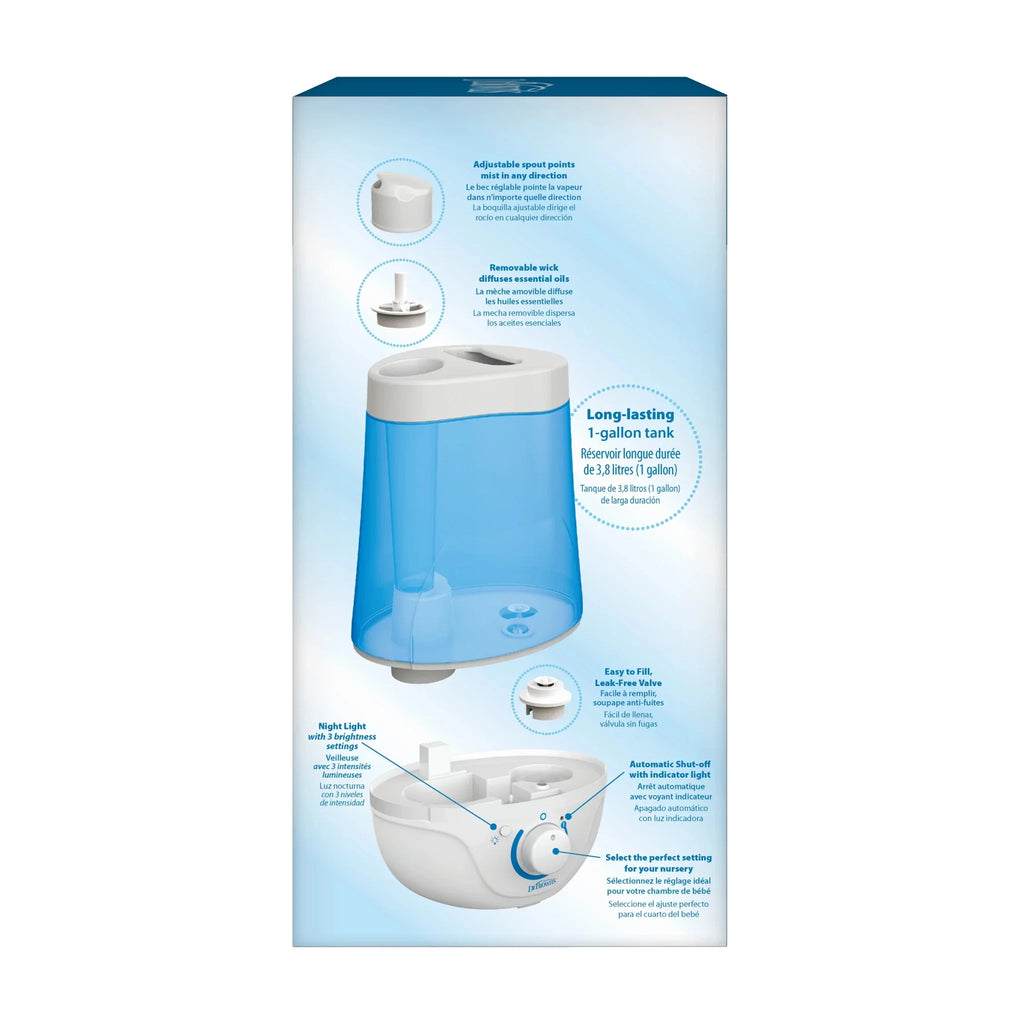 Dr. Brown's Cool Mist Ultrasonic Humidifier for Baby with Optional Diffuser and Night Light, Nursery