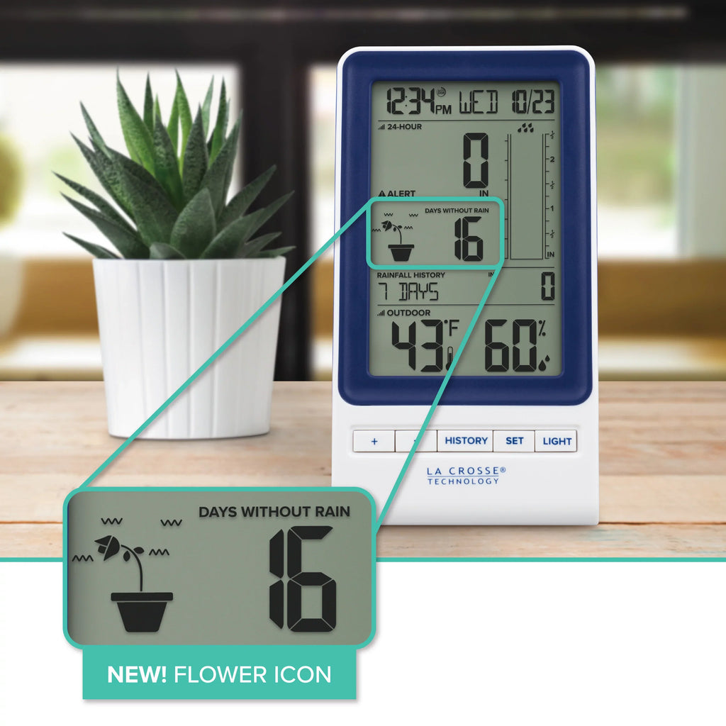 La Crosse 724-1415BL LCD Wireless Rain Station with Temperature and Humidity Sensor