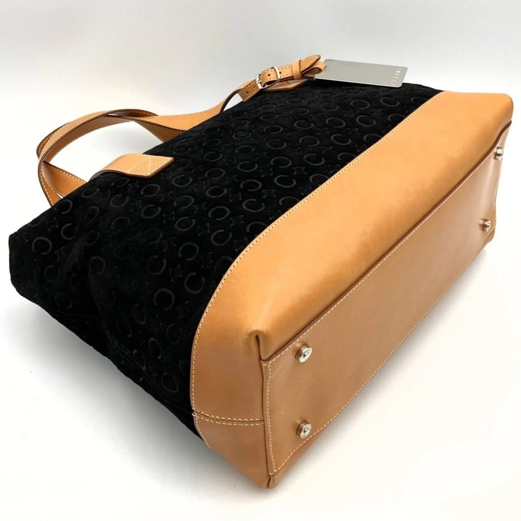 Pre-Owned CELINE C macadam tote bag handbag Ebony suede leather ladies fashion MC00 1 USED (Good)