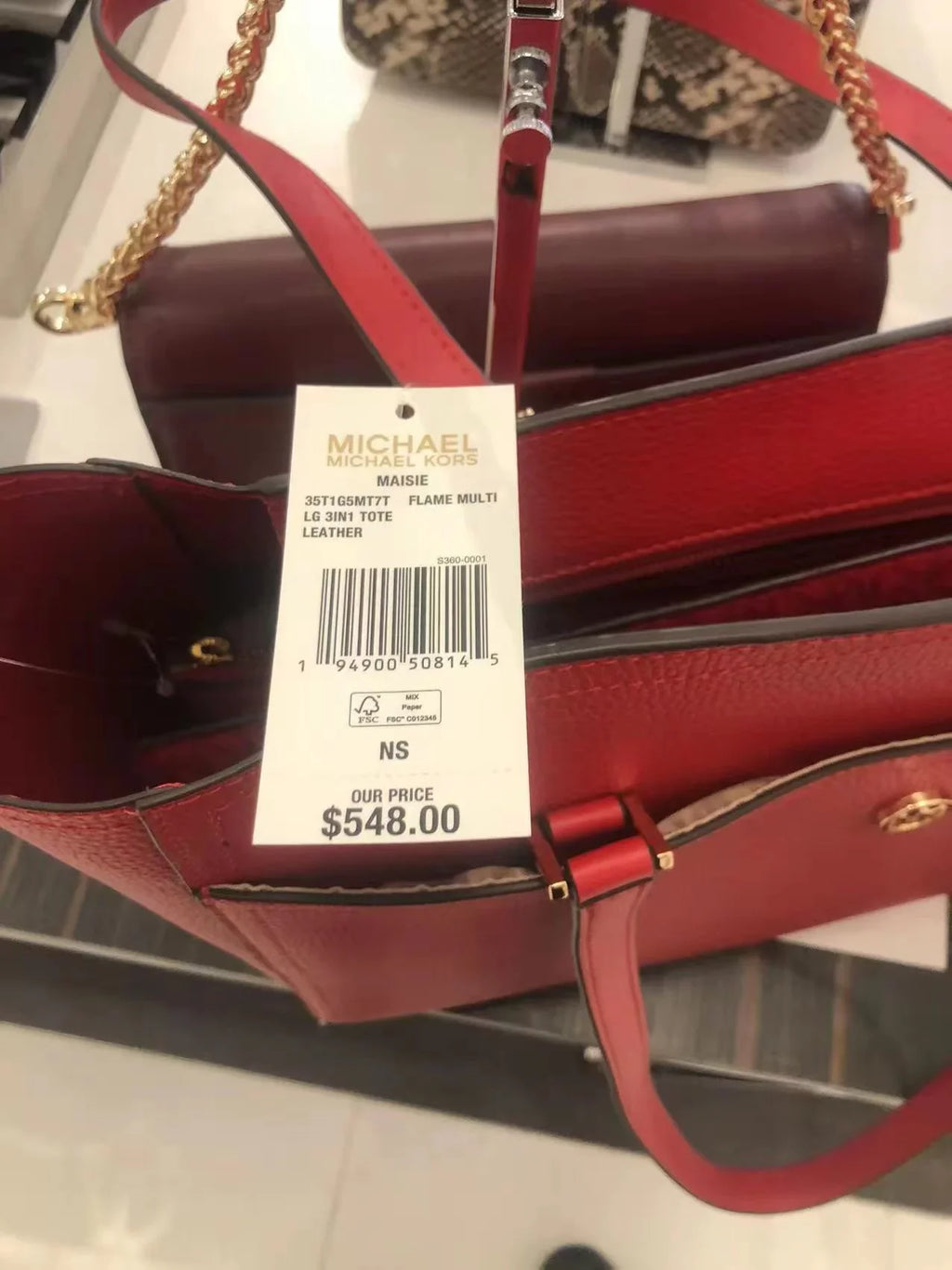 Michael Kors 35T1G5Mt7T Maisie Large Pebbled Leather 3-In-1 Tote Bag In Flame Multi