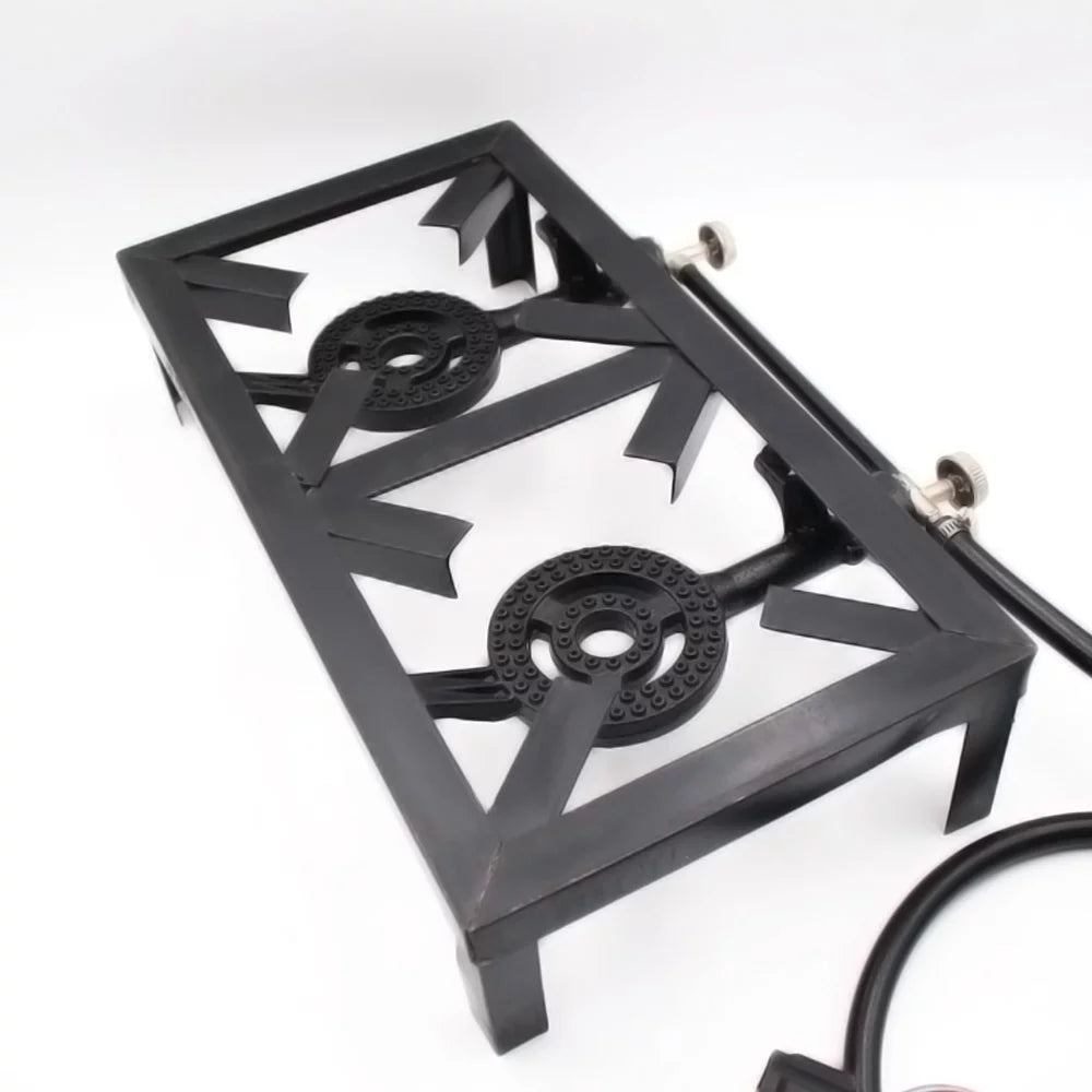 OWSOO Propane Gas Double Cast Iron Stove for Patio Camping BBQ Cooking (Standard), Furnace for Excursions