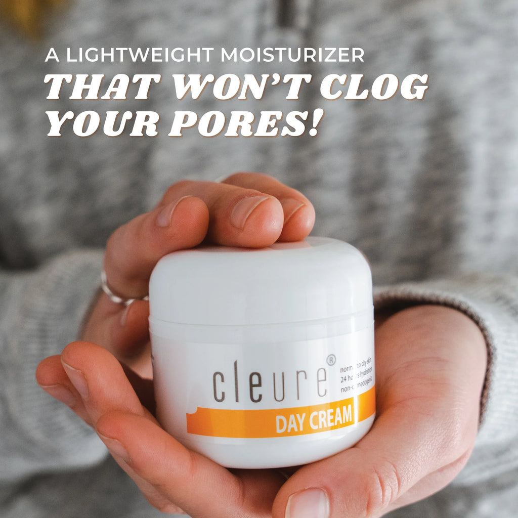 Cleure Day Cream - Anti Aging Facial Moisturizer with Shea Butter - Gluten Free (2 oz, Pack of 1)