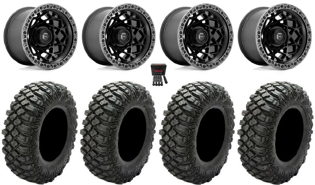 Fuel Unit 15" Wheels Dark 35" Crawler XG Tires Kawasaki Teryx Mule