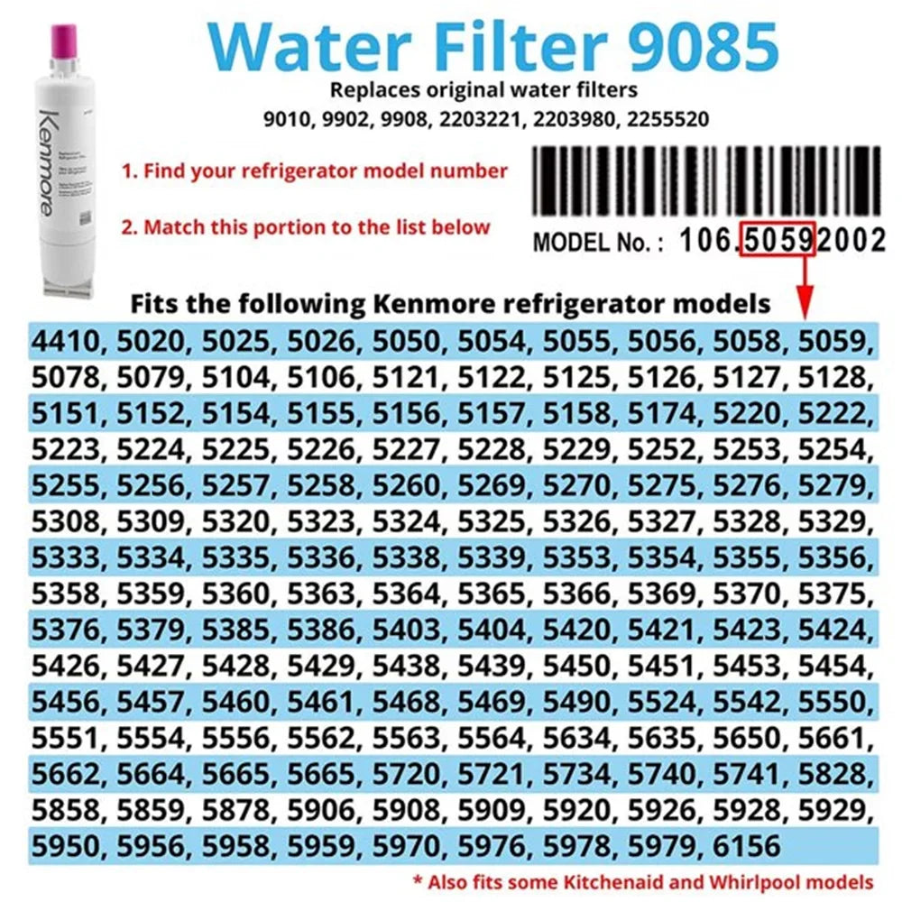 Kenmore 9085 Compatible with 46-9010, 469010, 46-9085 Refrigerator Water Filter(2 Pack)