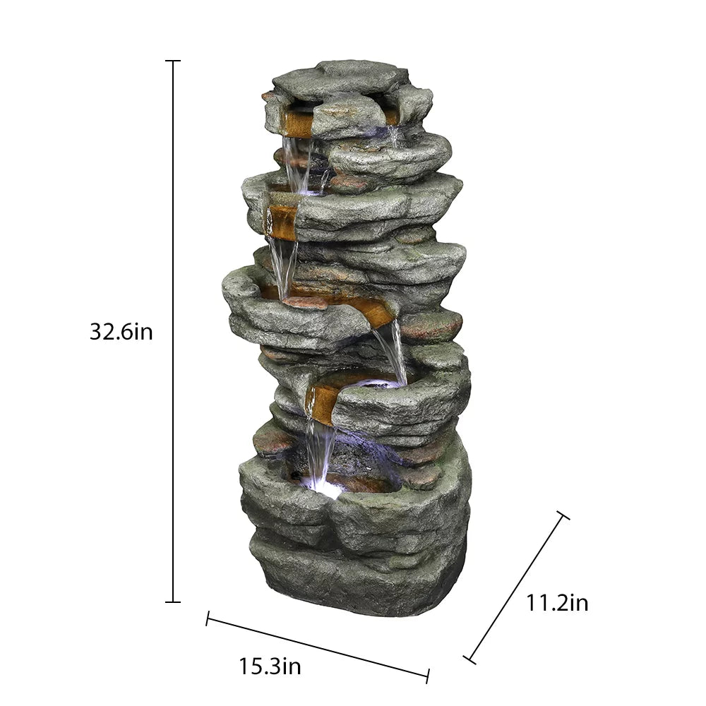 Kmowoo 32.6inches Rock Water Fountain with Led Lights