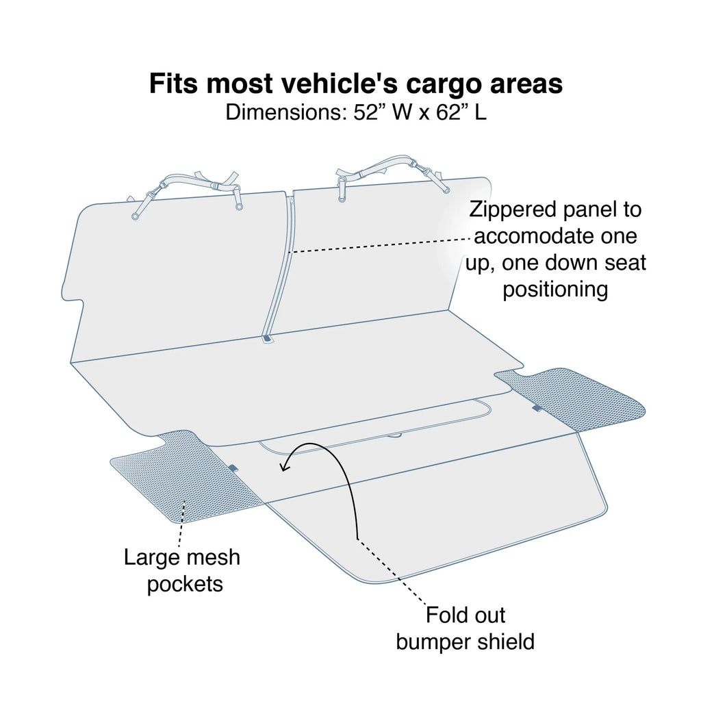 Kurgo Cargo Cape for Dogs, Pet Cargo Liner, Trunk Car Cover, Bumper Flap for Extra Protection, Water Resistant, Storage Pockets, For Cars, SUV, Trucks (Charcoal Grey)