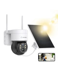 SANNCE Solar Security Cameras Wireless Outdoor, 2K Battery Powered WiFi Camera for Home Security, 360°PTZ Surveillance Camera with Solar Panel, Color Night Vision, 2 Way Audio, Motion Detection