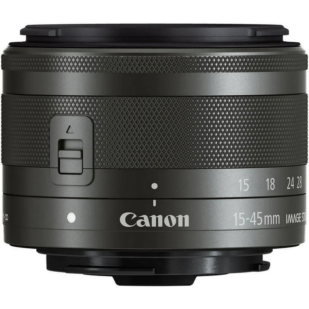 EF-M 15-45mm f/3.5-6.3 IS STM Lens (Graphite) - PixiBytes Basic Bundle