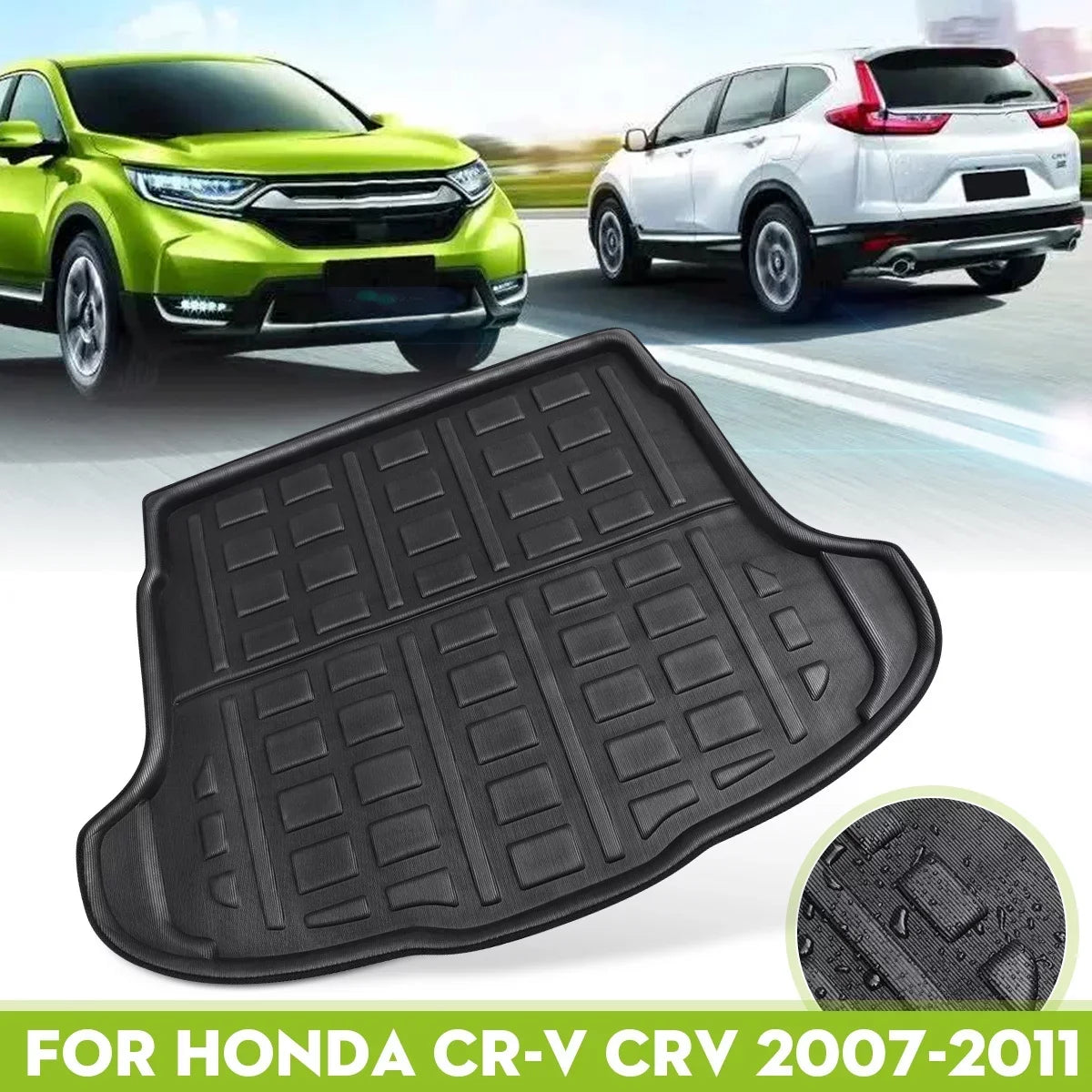 1pcs Cargo Liner Mat for Honda CR-V CRV 2007-2011 Boot Rear Trunk Floor Tray Waterproof All Weather, Ebony