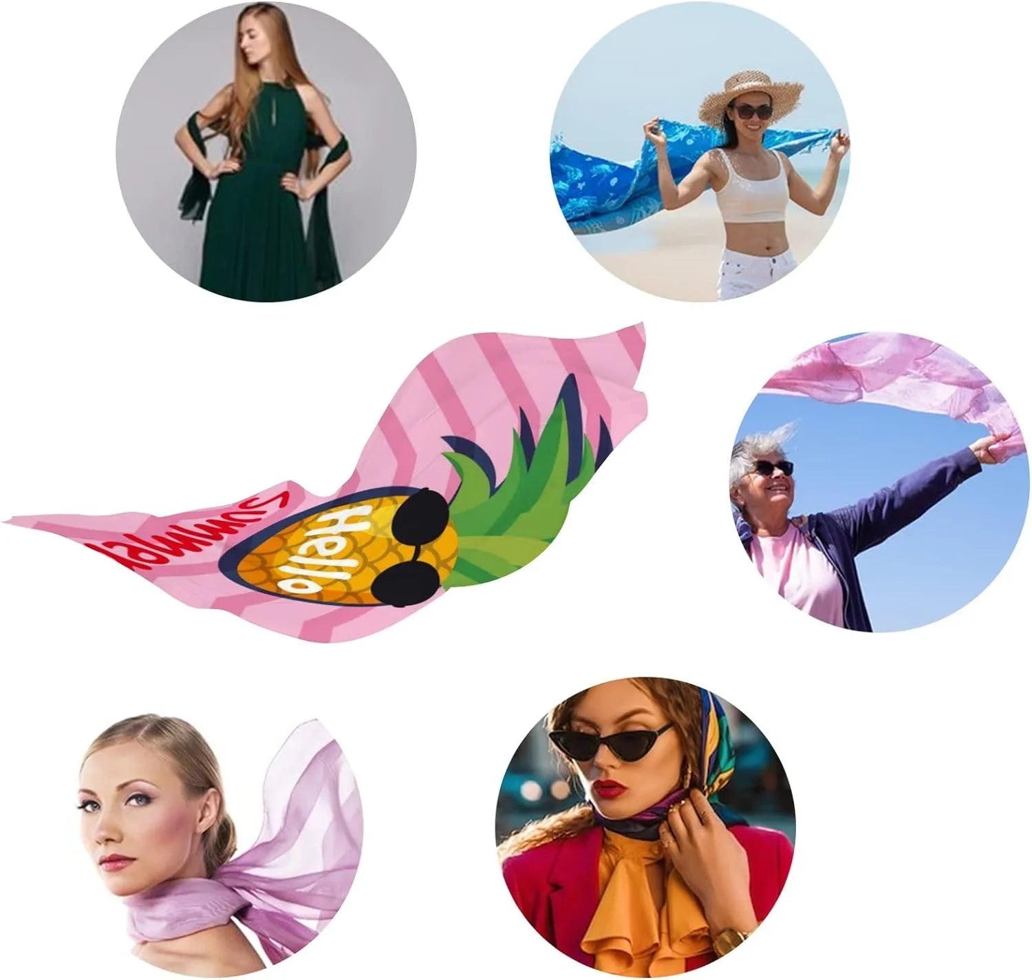 Hyjoy Beautiful Summer with Pine Long Silk Neck Scarf Mass Shawl Wrap Scarves for Women Girls