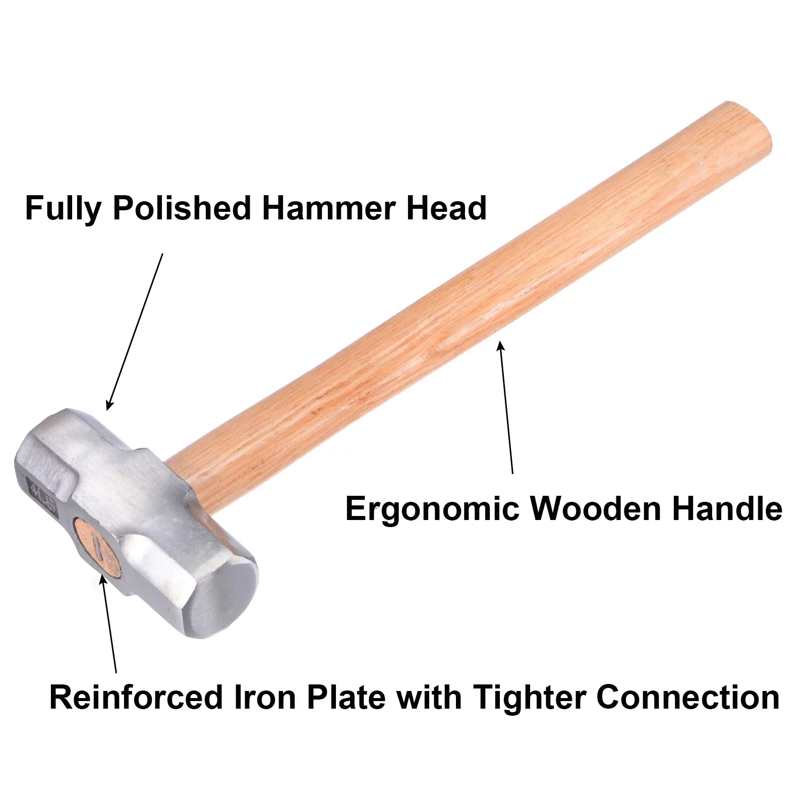 Uxcell 1070g Sledge Hammer 12.2" Wood Handle Engineer Hammer with Forged Steel Head for Home Industry Woodworking