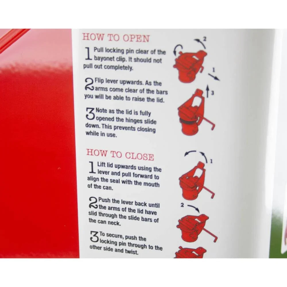 Wavian USA JC0020RVS Red Authentic NATO Jerry Fuel Can and Spout System, 20 Liter