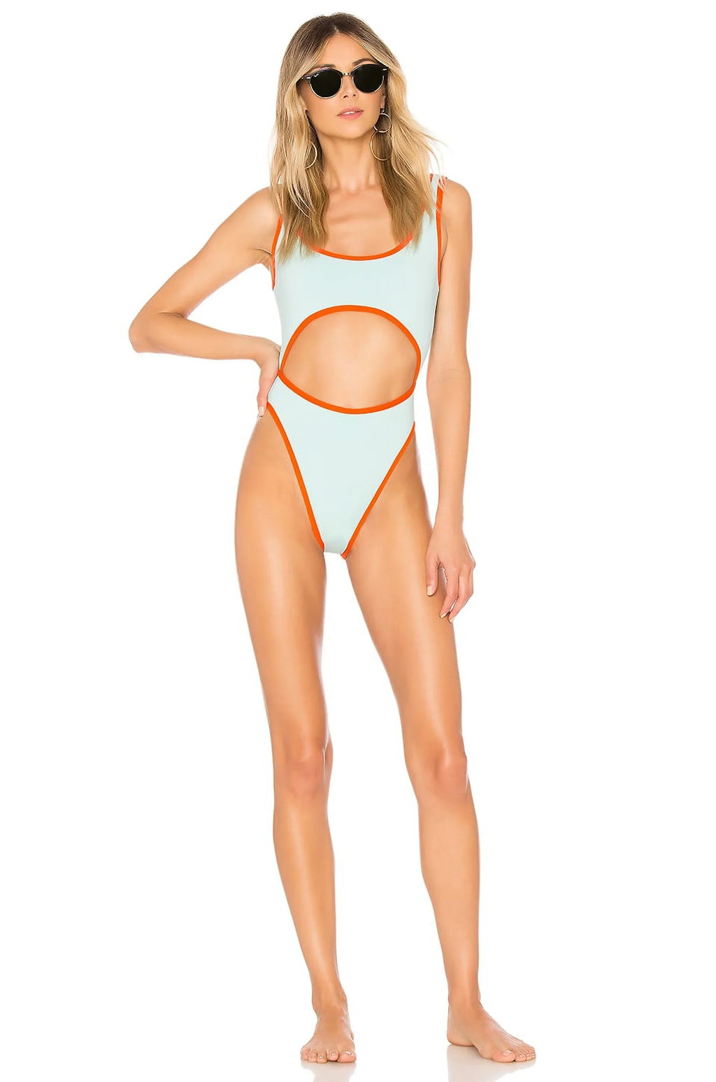 L*Space LIGHT TURQUOISE Kira Cut Out One Piece Swimsuit, US 12