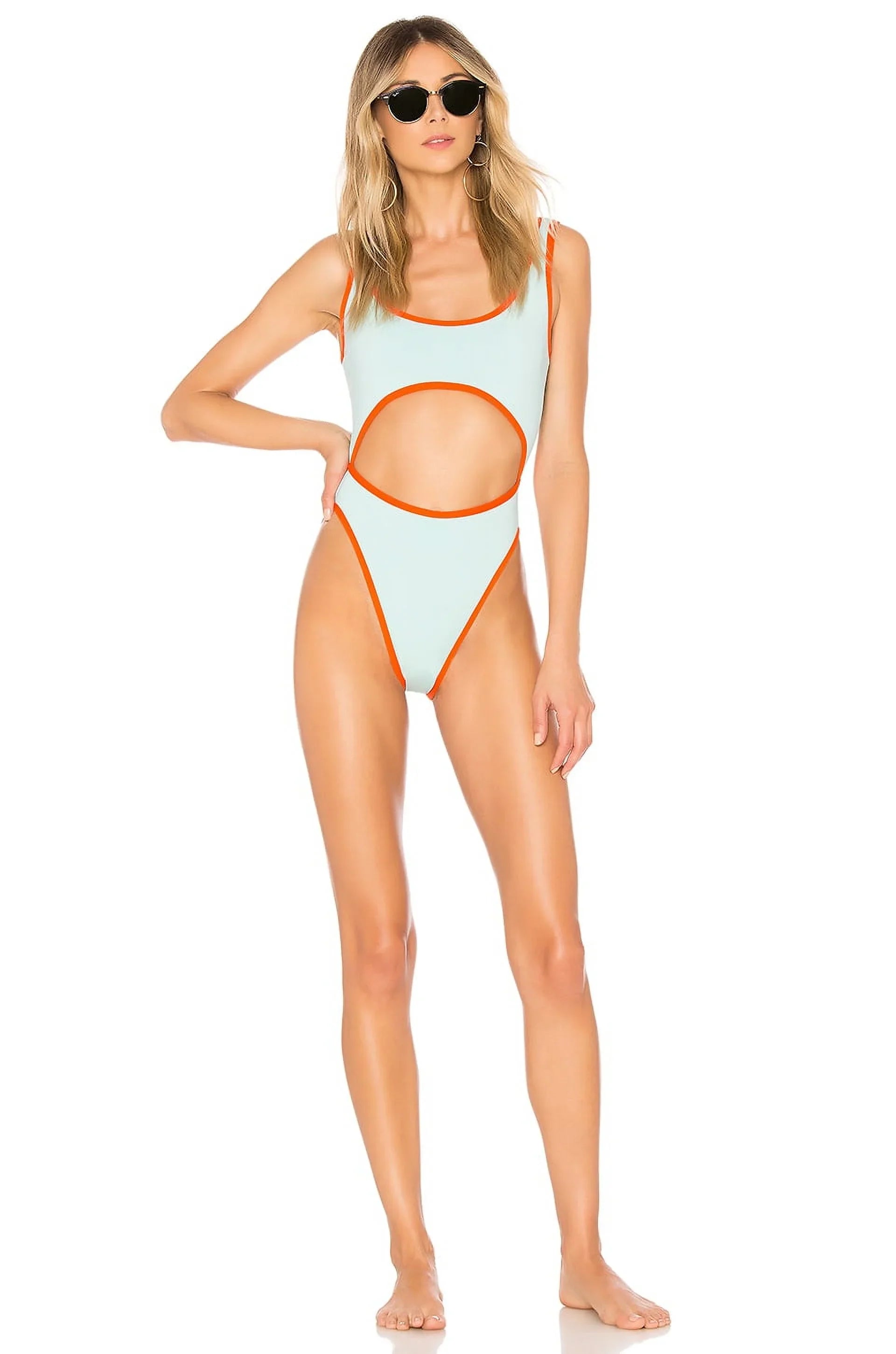 L*Space LIGHT TURQUOISE Kira Cut Out One Piece Swimsuit, US 12