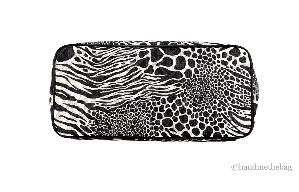 Michael Kors Carter Large Ebony Animal Print Polyvinyl Chloride Open Tote Shoulder Purse Bag