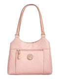 GIANI BERNINI Women's Pink Pebbled 4-poster Logo Hardware Double Flat Strap Tote Handbag Purse