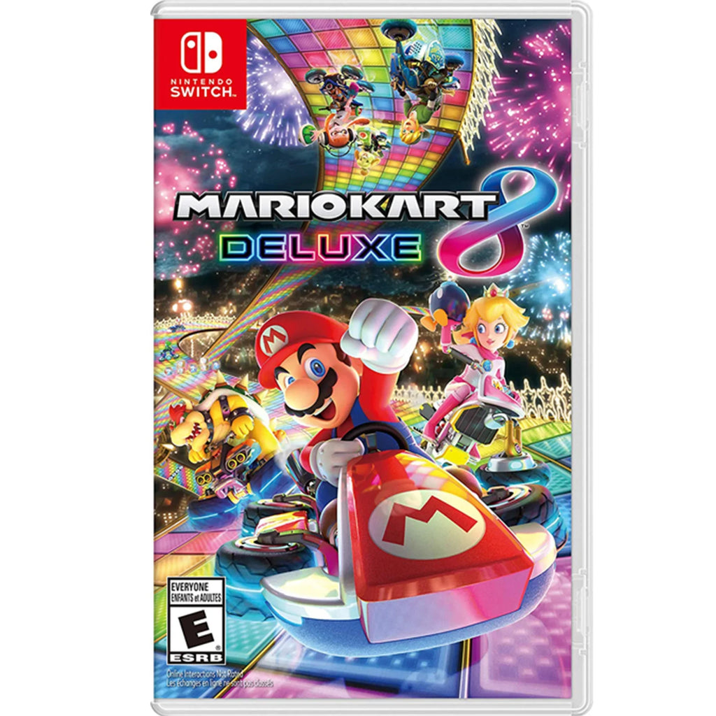 Mario Kart 8 Deluxe Game Disc and Upgraded Switch Pro Controller for Nintendo Switch/PC/IOS/Android/Steam with Hall Effect Joysticks Triggers Pink, 2 Pairs of Joysticks