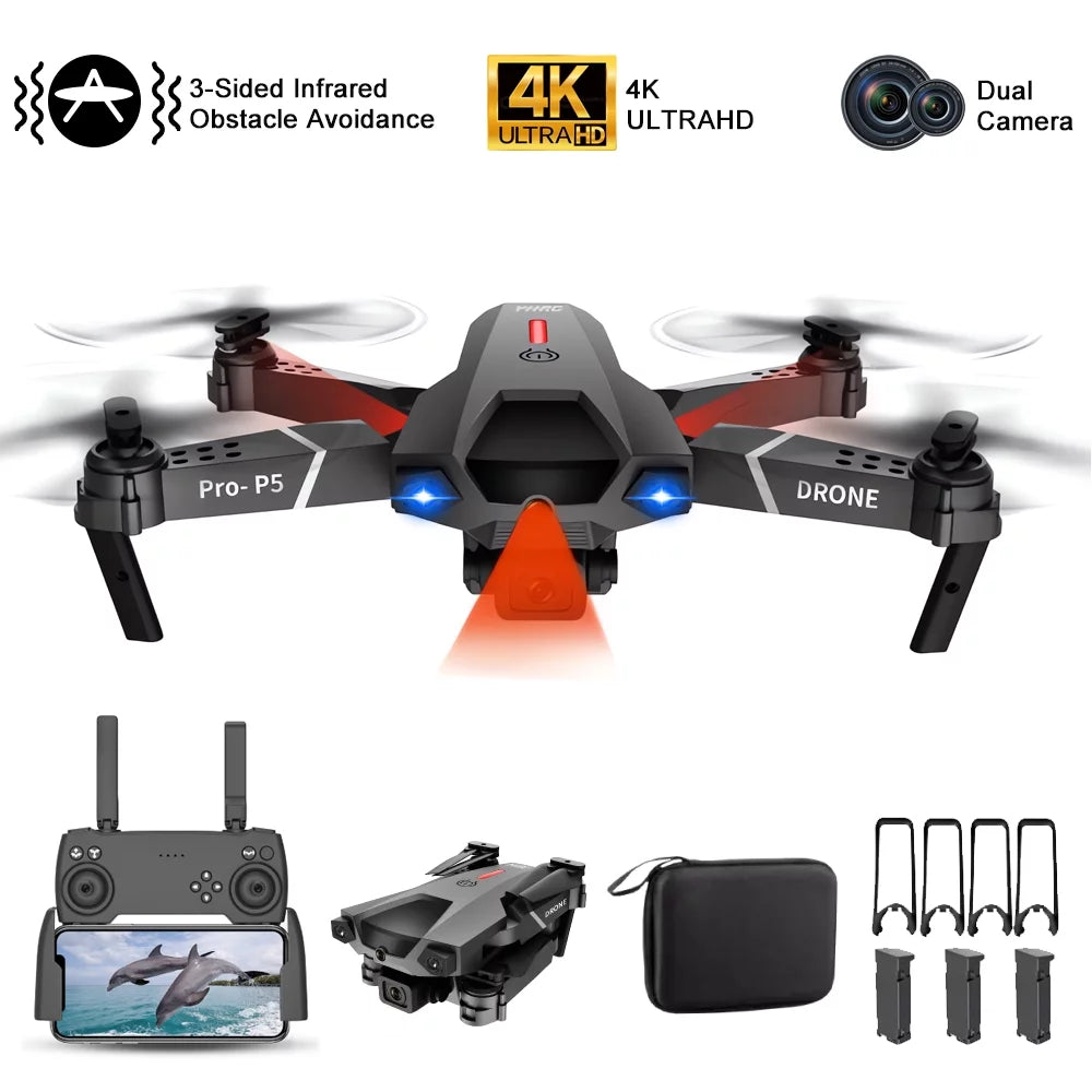 KROV Drone with 4K Dual Camera for Adults and Kids, Foldable Mini Drone Beginners Toys with 3 Batteries for boys 8 - 10 years, Toys Gifts for Kids Ages 7 8 9 10 11 12 13 14 Year Old