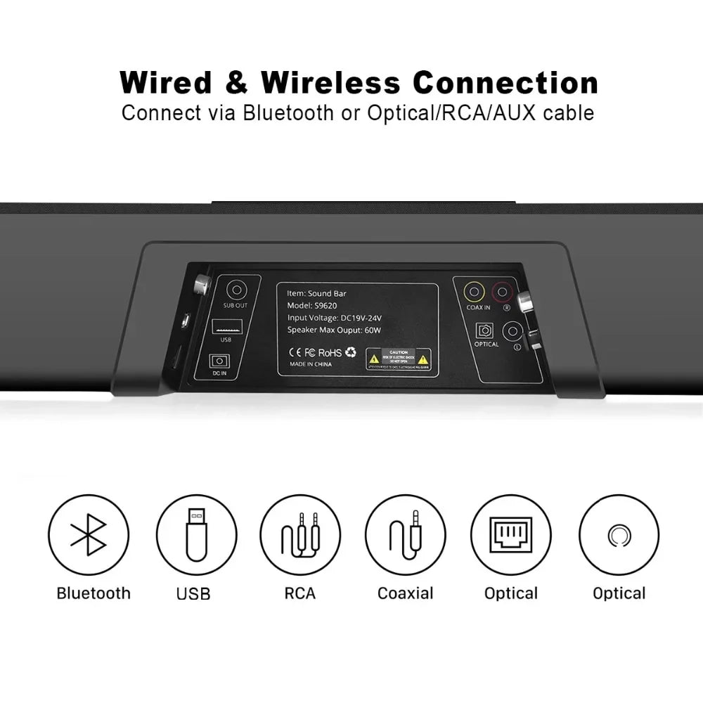 SHANNA 120W TV SoundBar 2.1 Wireless Bluetooth Speaker Home Theater System Wall Mount Sound Bar 3D Surround Remote Control