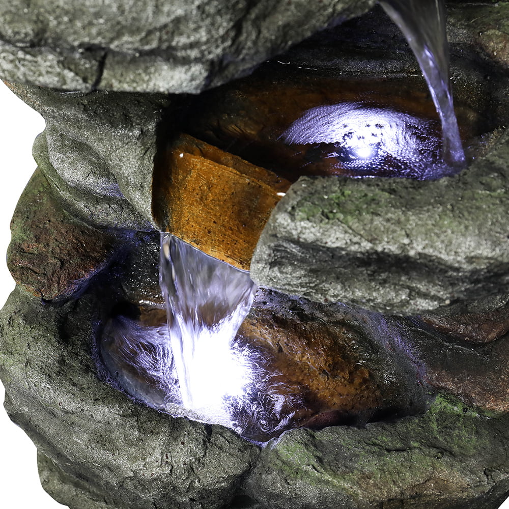Kmowoo 32.6inches Rock Water Fountain with Led Lights
