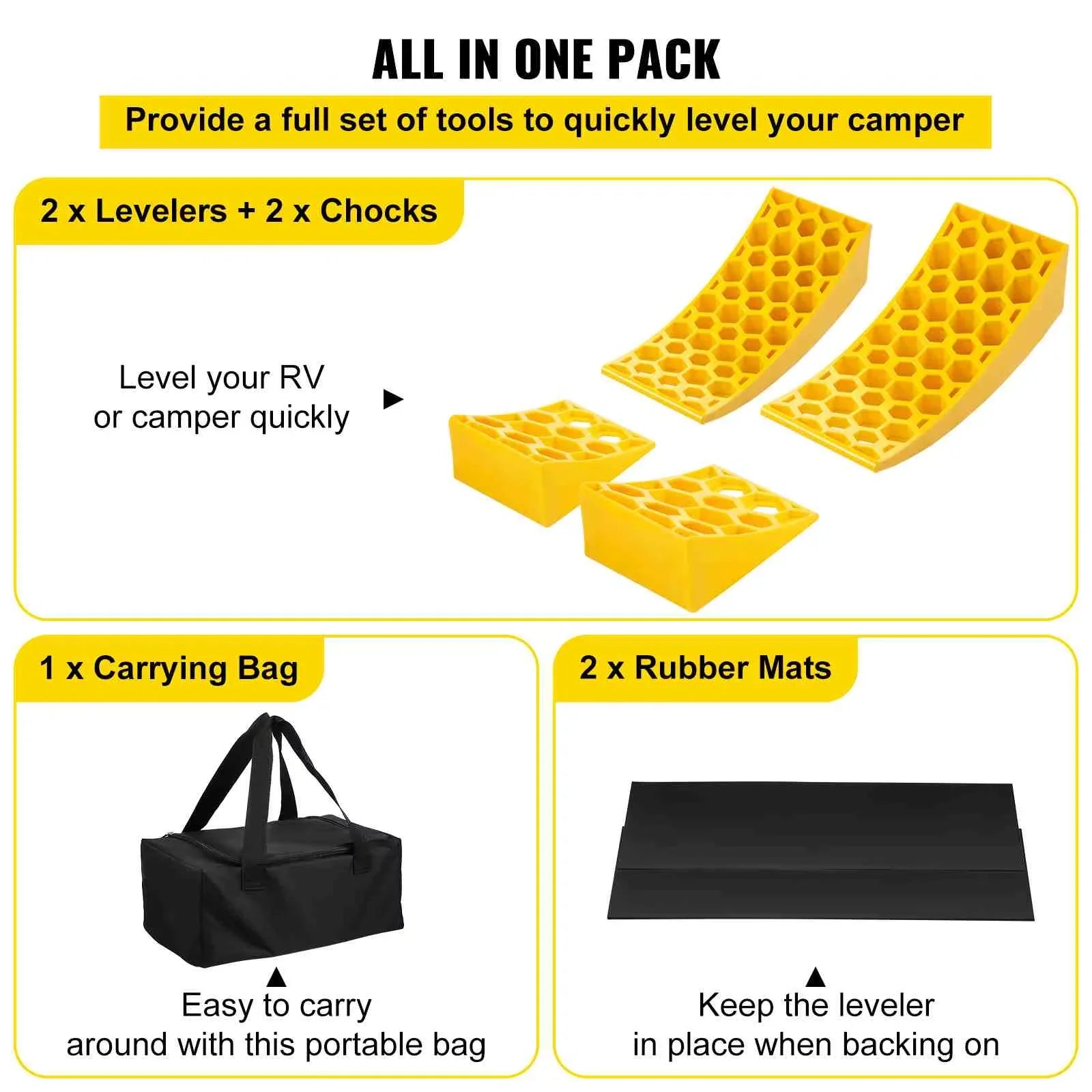 BENTISM Camper Leveler 2 Pack 35000lbs Curved RV Levelers Camper Leveling Honeycomb Blocks Chocks for Trailers Campers Vans Trucks
