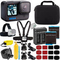 Ultimaxx Essential GoPro HERO10 (Hero 10) Ebony Bundle - Includes: 2x Replacement Batteries, Dual USB Charger, Water-Resistant Action Camera Case & Much More