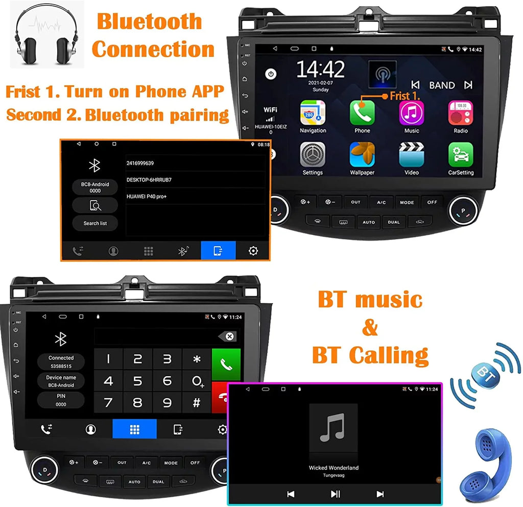 Binize Car Stereo Featuring CarPlay&Android Auto 10 Inch Android10 for Honda Accord 7th 2003 2004 2005 2006 2007