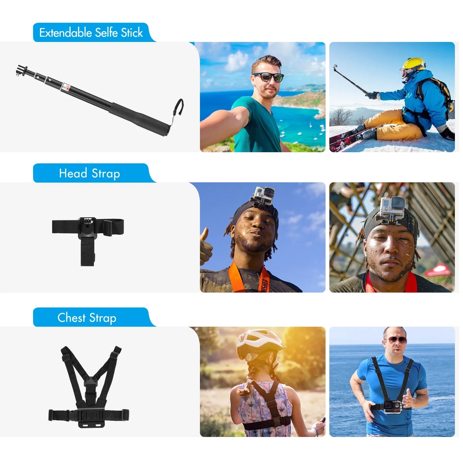 Anself Action Accessories Kit Sports Accessories Set with Waterproop Housing Silicone Protective Case Selfie Stick Various Mount Bracket and More Replacement for GoPro Hero 109 Jet with