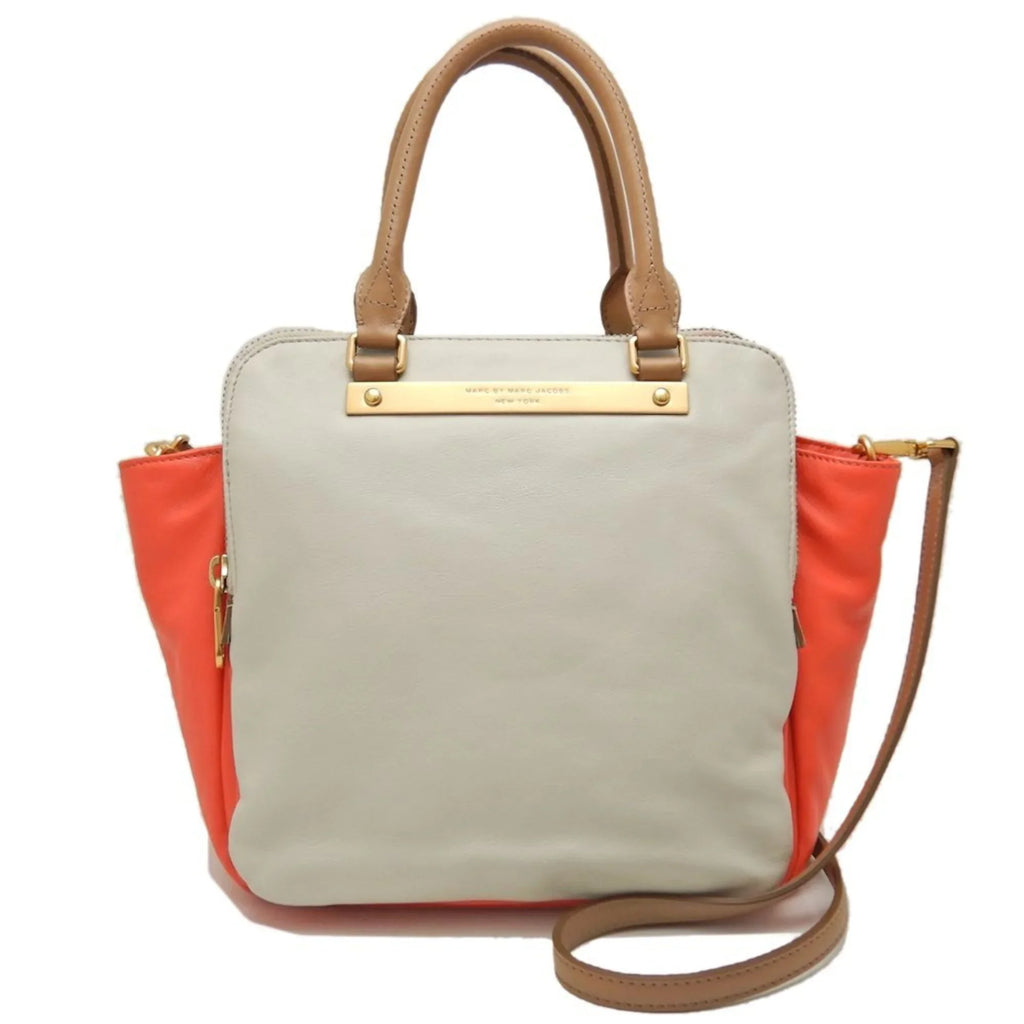 Pre-Owned MARC JACOBS M0001417A Handbag Leather Grey Orange 251616 (Good)