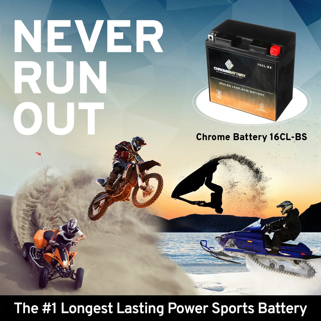 Chrome Battery Yb16cl-bs Pwc Battery for Kawasaki (jet Ski) Js300 Ts, Sx Year (86-91)