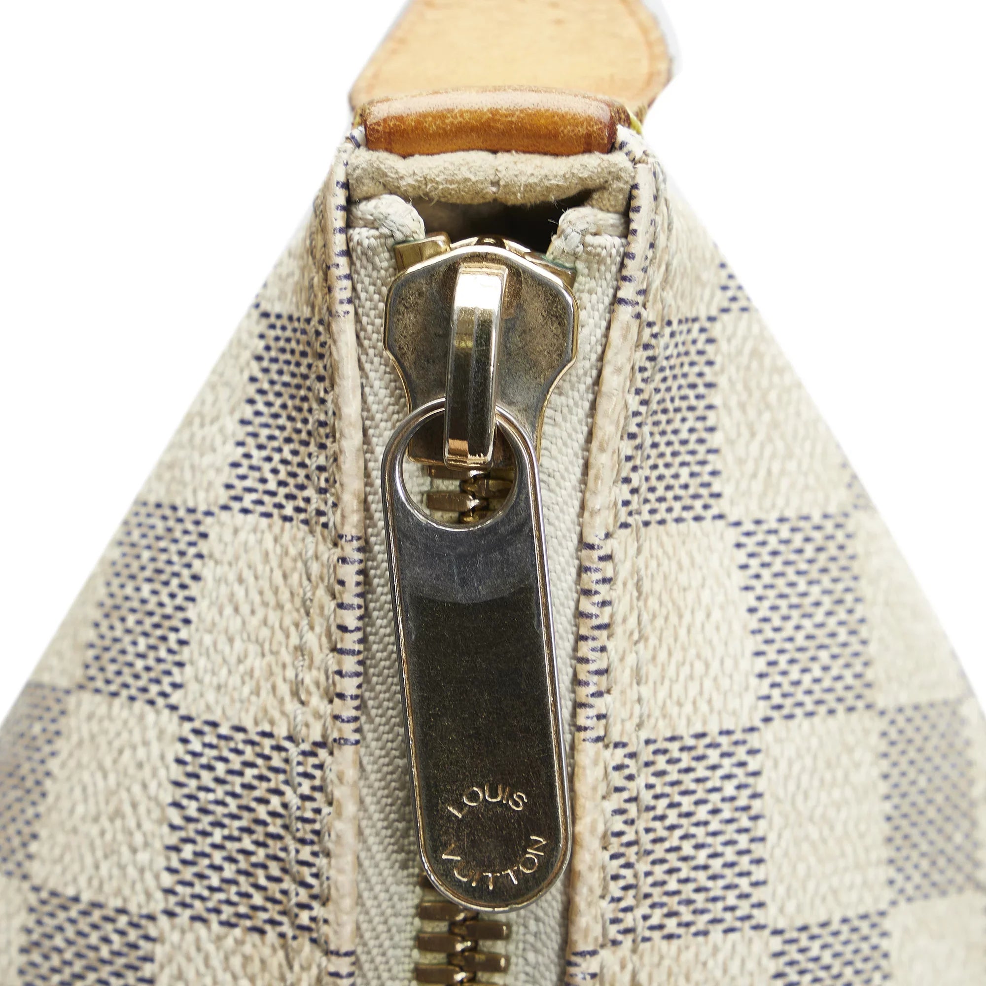 Pre-Owned Authenticated Louis Vuitton Damier Azur Saleya MM Canvas White Tote Bag Unisex (Good)