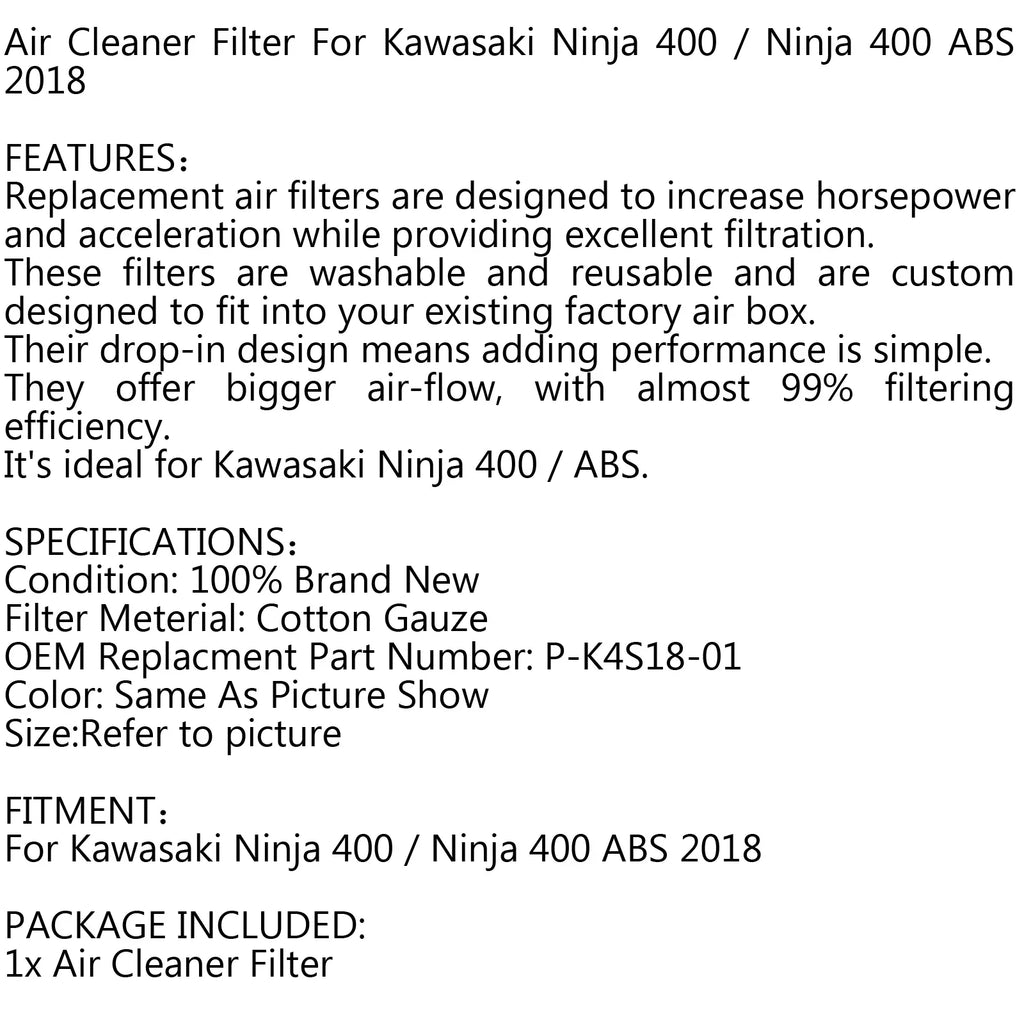 Motor Genic Air Filter For Kawasaki Ninja 400 / ABS 2018 P-K4S18-01