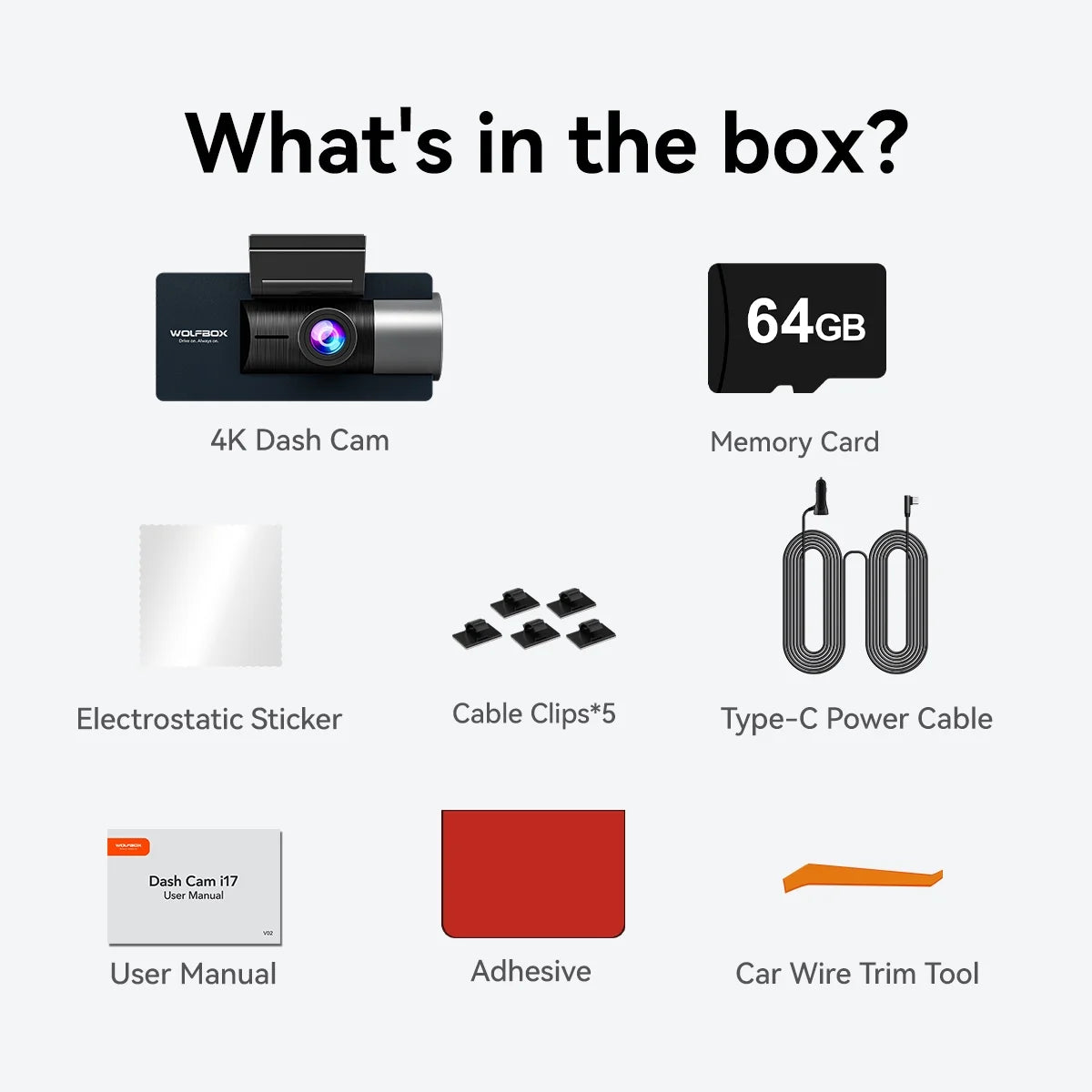 WOLFBOX Dash Cam Front and Rear, 4K+2.5K Dual Dash Camera Built-in 5G WiFi GPS, Dash Cam with Super IR Night Vision, 4K UHD 3" LCD Car Camera with 64GB Card, Vehicle