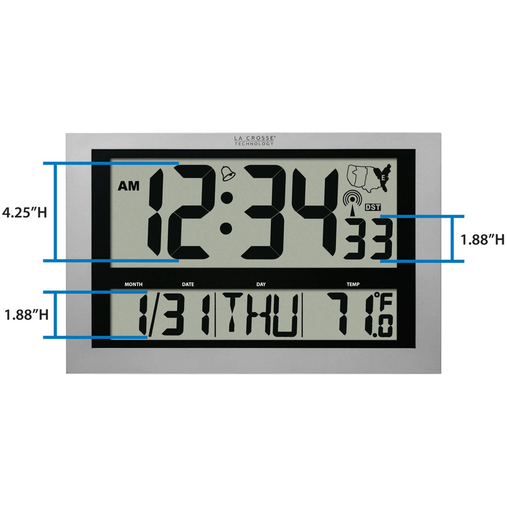 La Crosse Technology 513-1211 Jumbo Atomic Digital Wall Clock with Indoor Temperature