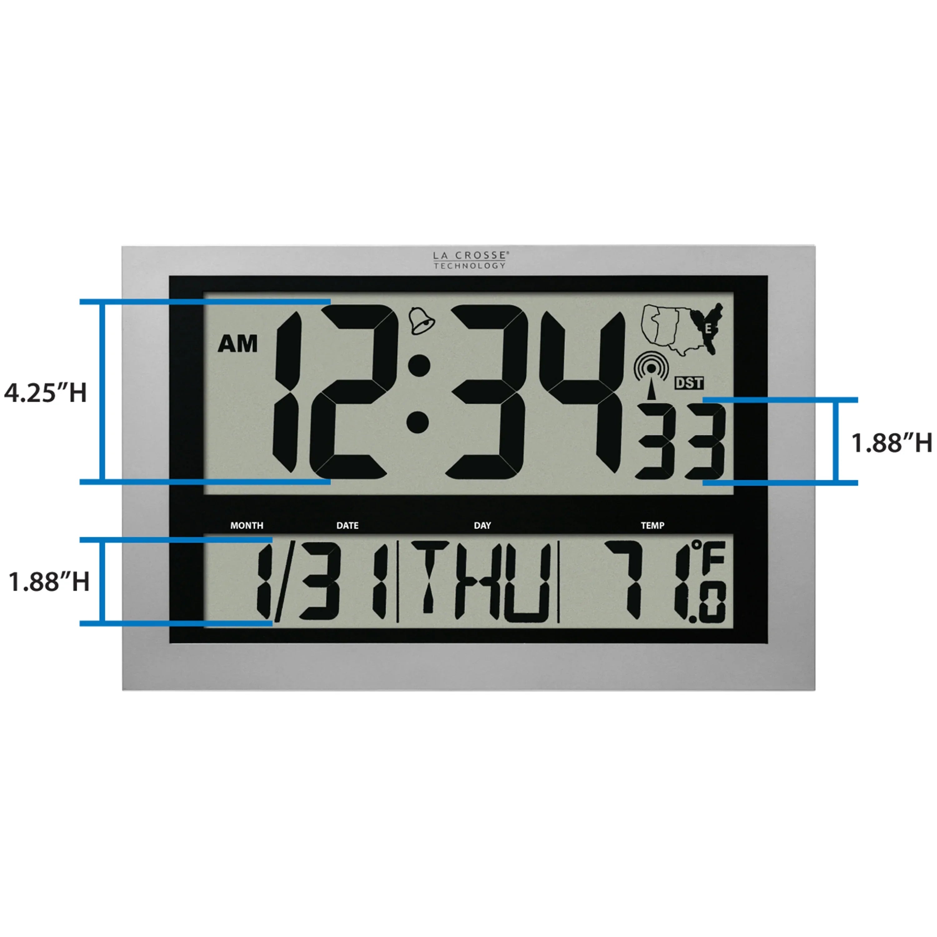 La Crosse Technology 513-1211 Jumbo Atomic Digital Wall Clock with Indoor Temperature