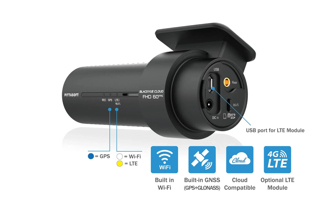 Jet DR750X-2CH Plus 64GB | Dual Full HD Cloud Dashcam | Back-Illuminated STARVIS Image Sensor | Built-in Wi-Fi, GPS, Parking Mode Voltage Monitor | LTE via Optional LTE Module