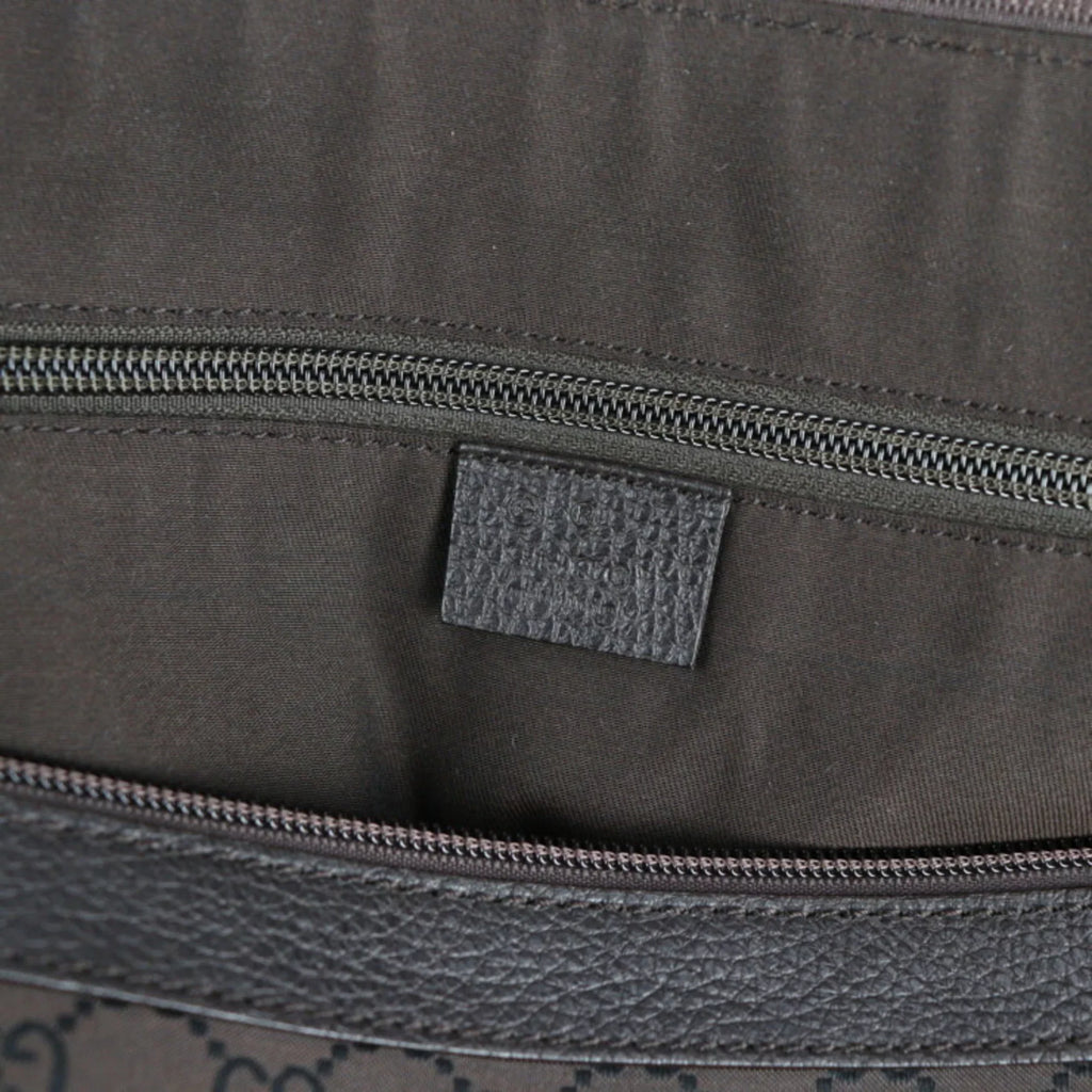 Pre-Owned GUCCI Gucci Boston Bag 105669 GG Nylon Leather Brown Shoulder Travel (Good)