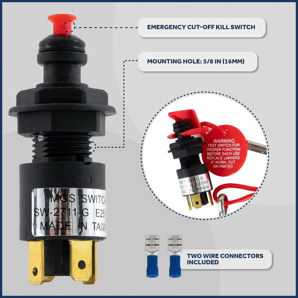 Five Oceans Marine Universal Emergency Cut-Off Switch, Kill Switch, Engine Shut-Off Switch 12VDC, Coil Extendable Lanyard, Snap Hook and Red Buoy, for Jet Ski, Inflatable Boats, ATVs - FO1518