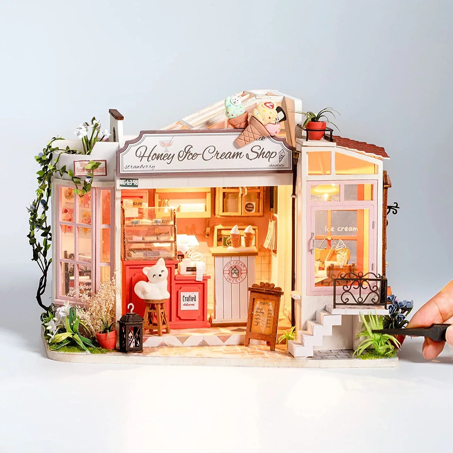 Rolife DIY Miniature Dollhouse Kit 1/24 Scale Tiny House Making Kit Home Decor Gifts for Adults & Teens (Honey Ice-Cream Shop)