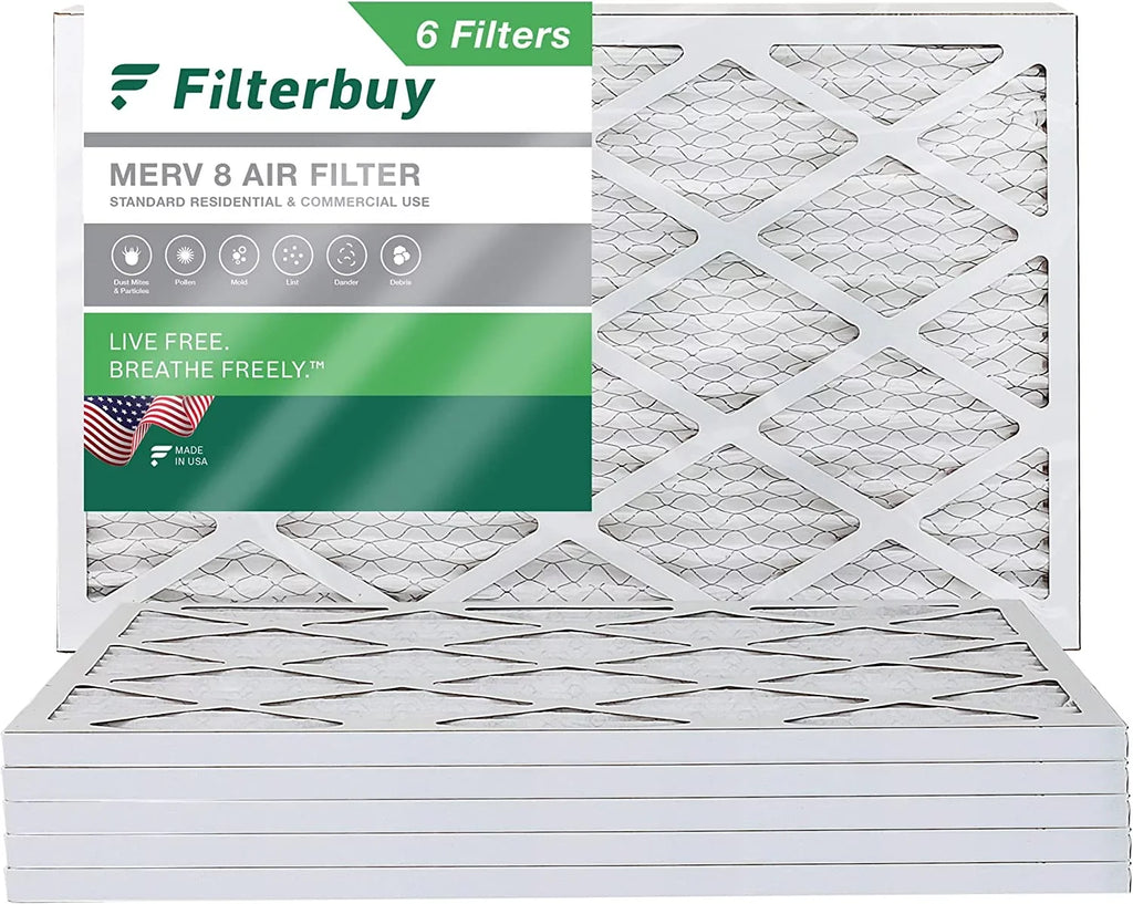 Filterbuy 12x36x1 MERV 8 Pleated HVAC AC Furnace Air Filters (6-Pack)