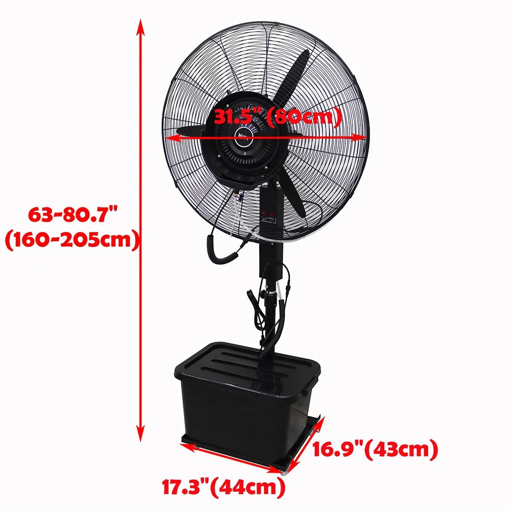 INTSUPERMAI Electric Industrial Mist Fan Humidifier Cooling Spray Fan with 42L Water Tank