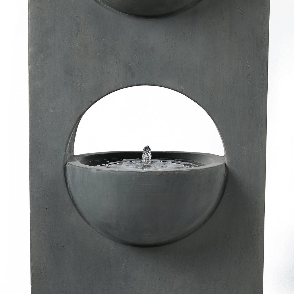 HomeStock Vintage Visions Gray Cement Column Two Tier Bowl Bubbler Outdoor Fountain