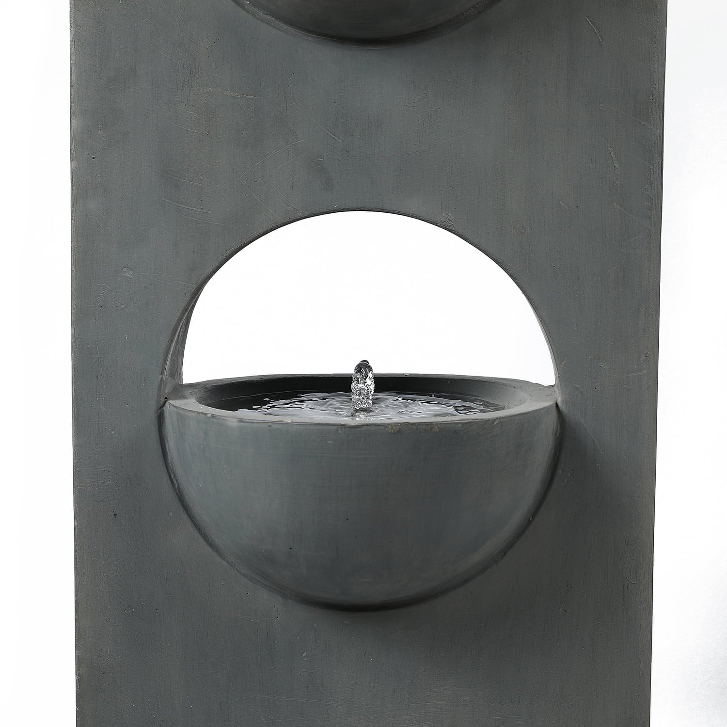 HomeStock Vintage Visions Gray Cement Column Two Tier Bowl Bubbler Outdoor Fountain