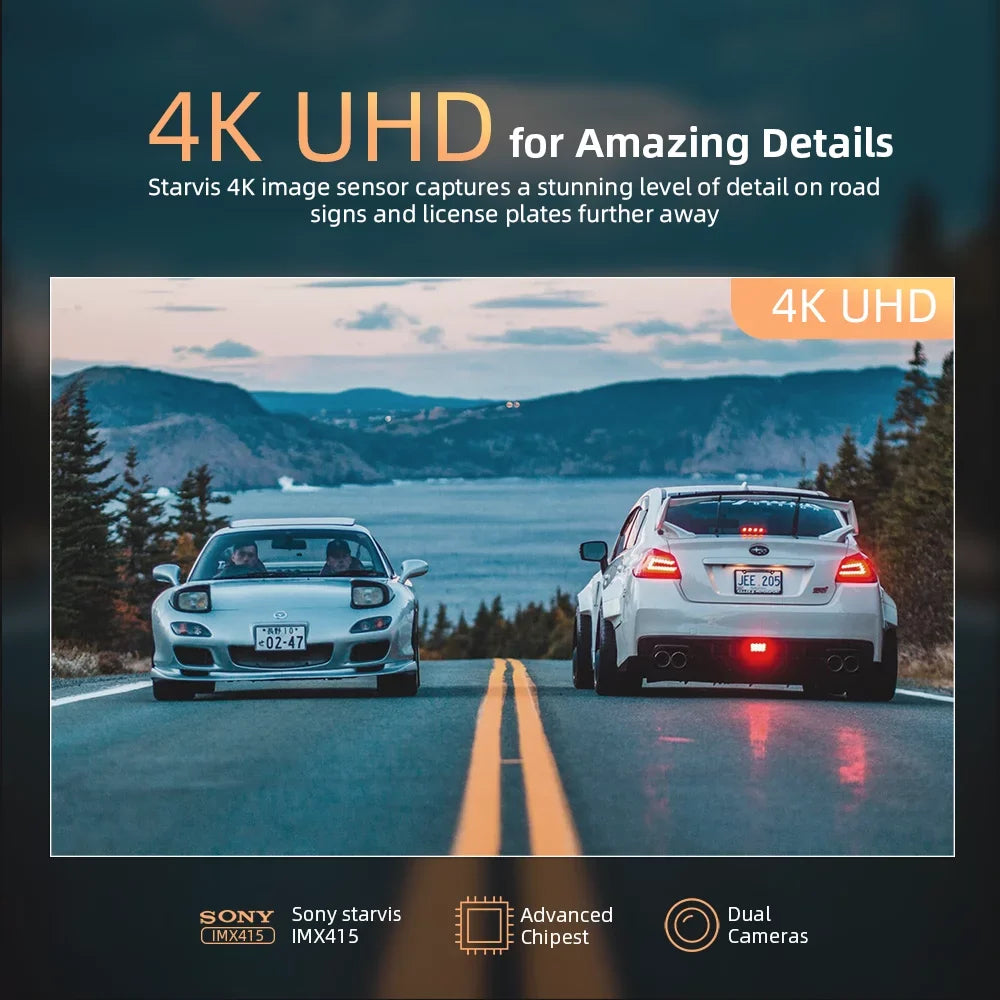 4K 12" Mirror Dash Cam - Vantop H612T Front & Rear View Dual Dash Camera, IPS Touch Screen, Voice Control Cars Mirror Camera w/Night Vision Parking Monitor, Jet