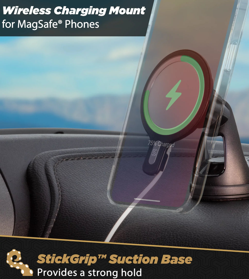 Scosche MSHWDPD20-SP MagicMount MSC Window/Dash Car Phone Holder Mount Kit (MagSafe Charger Is NOT Included) Compatible with MagSafe Chargers, Ebony